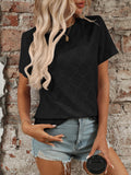 Blueberi B Women’s Eyelet Round Neck Short Sleeve Top Polyester Viscose Elastane Size S-2XL