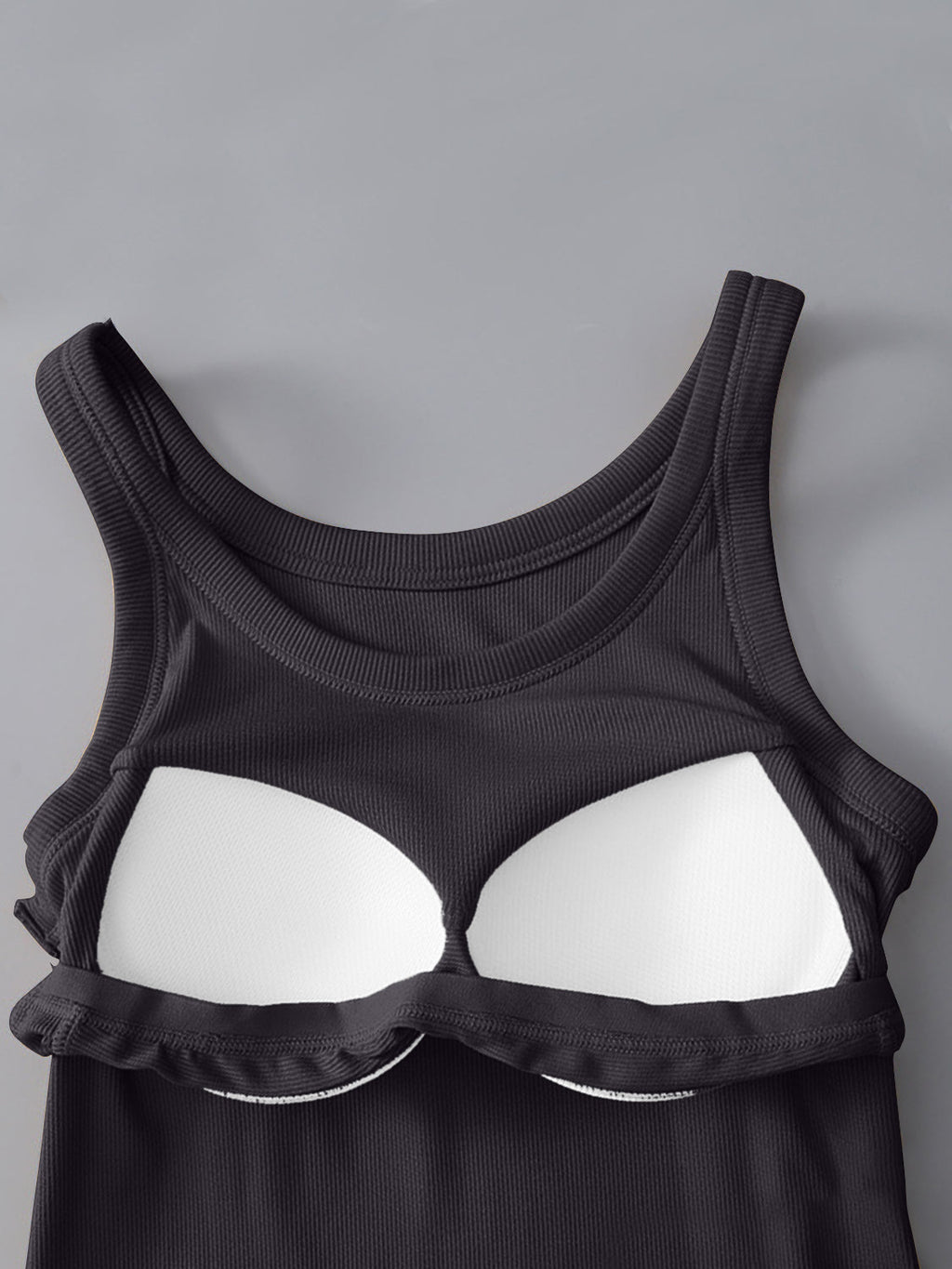 Blueberi B Women’s Round Neck Tank with Bra Viscose Spandex Size S-XL