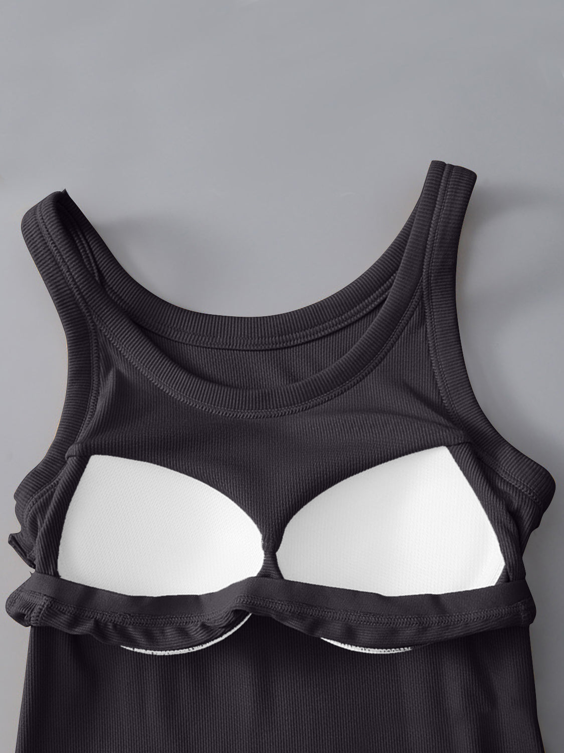 Blueberi B Women’s Round Neck Tank with Bra Viscose Spandex Size S-XL