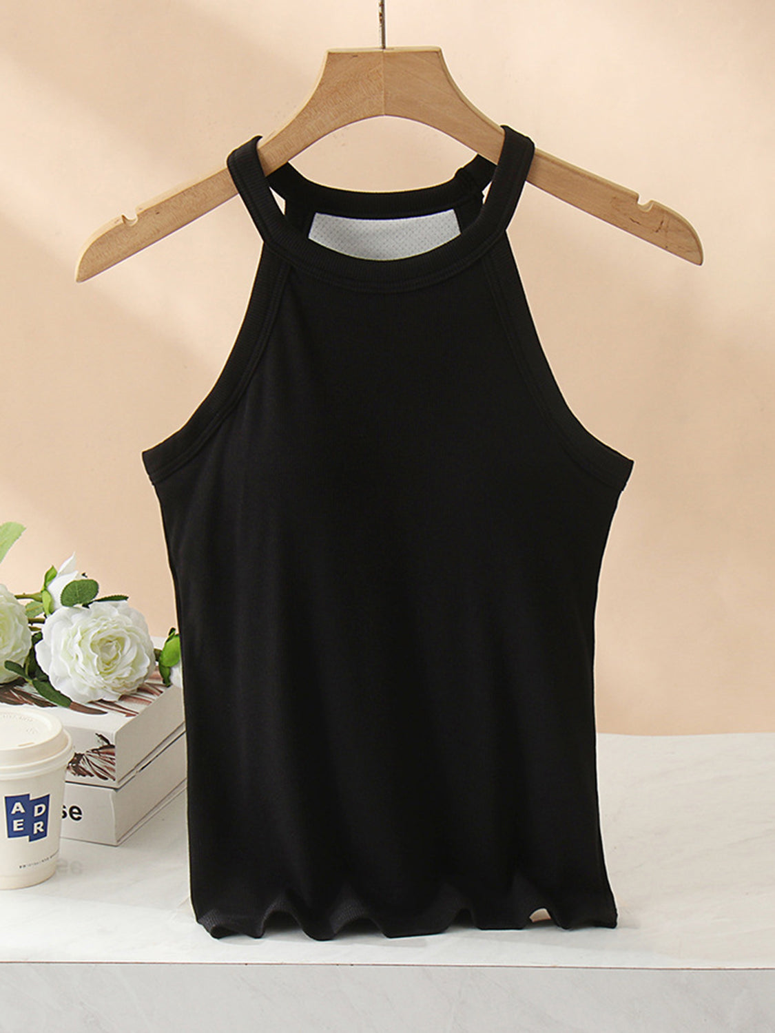 Blueberi B Women’s Grecian Neck Tank With Chest Pads Viscose Elastane Size S-XL