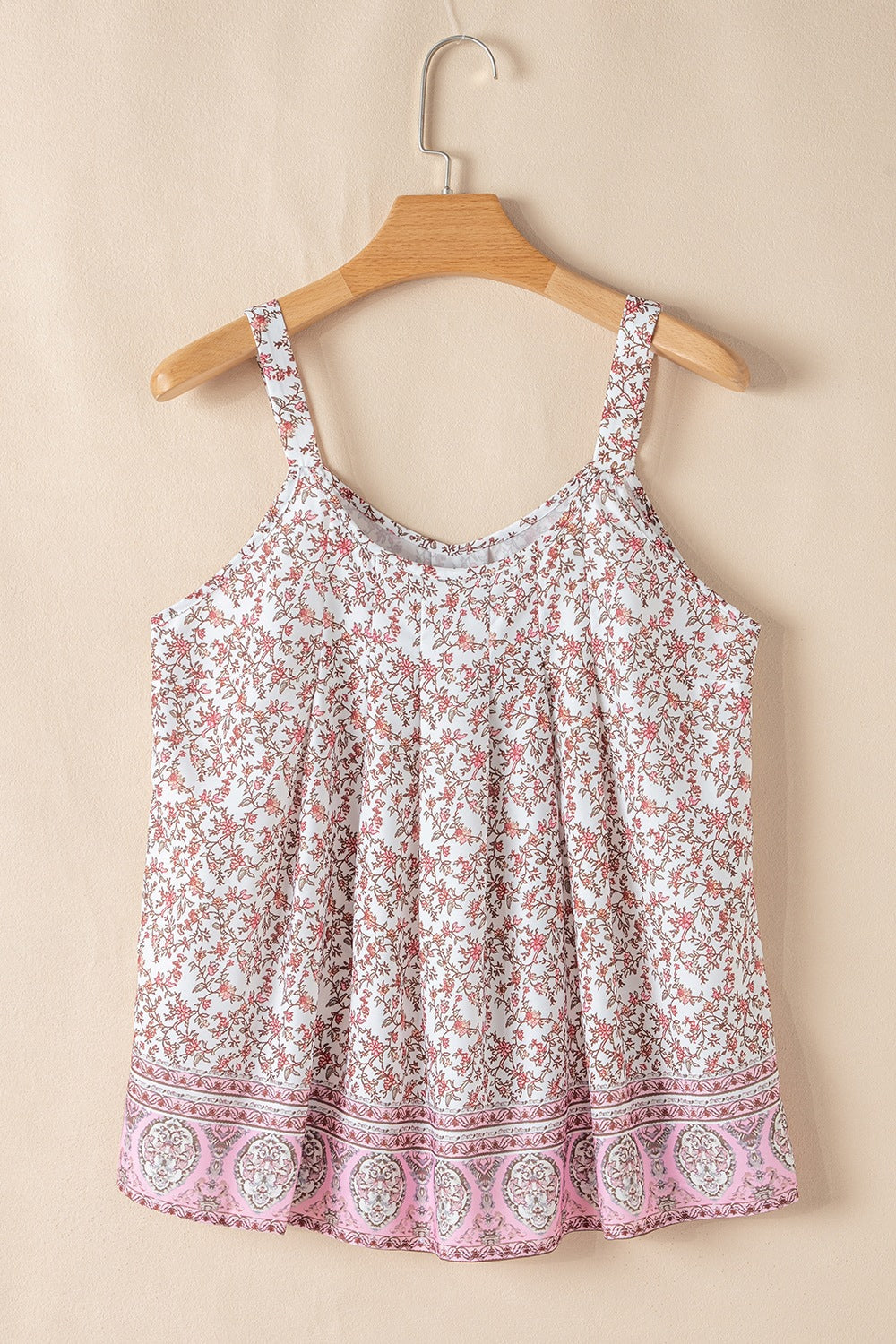 Blueberi B Women’s Floral Pleated Detail Scoop Neck Tank Polyester Size S-XL