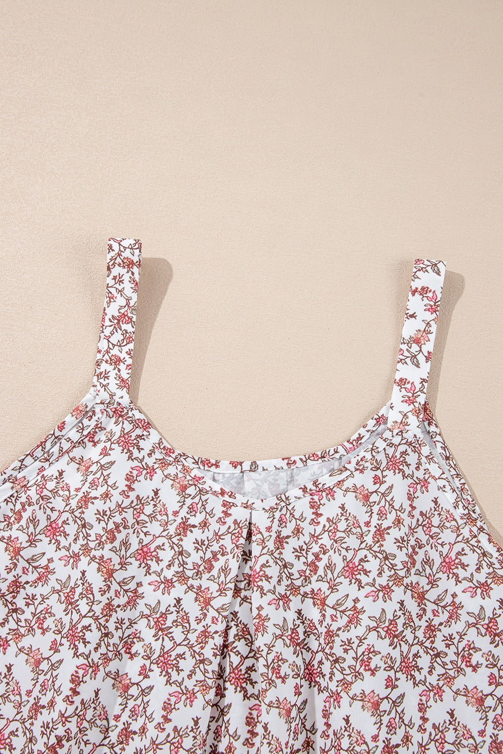 Blueberi B Women’s Floral Pleated Detail Scoop Neck Tank Polyester Size S-XL