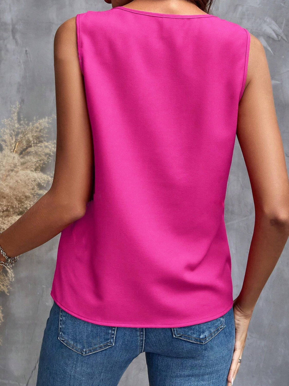 Blueberi B Women's Ruffled V-Neck Tank Polyester Size S-XL