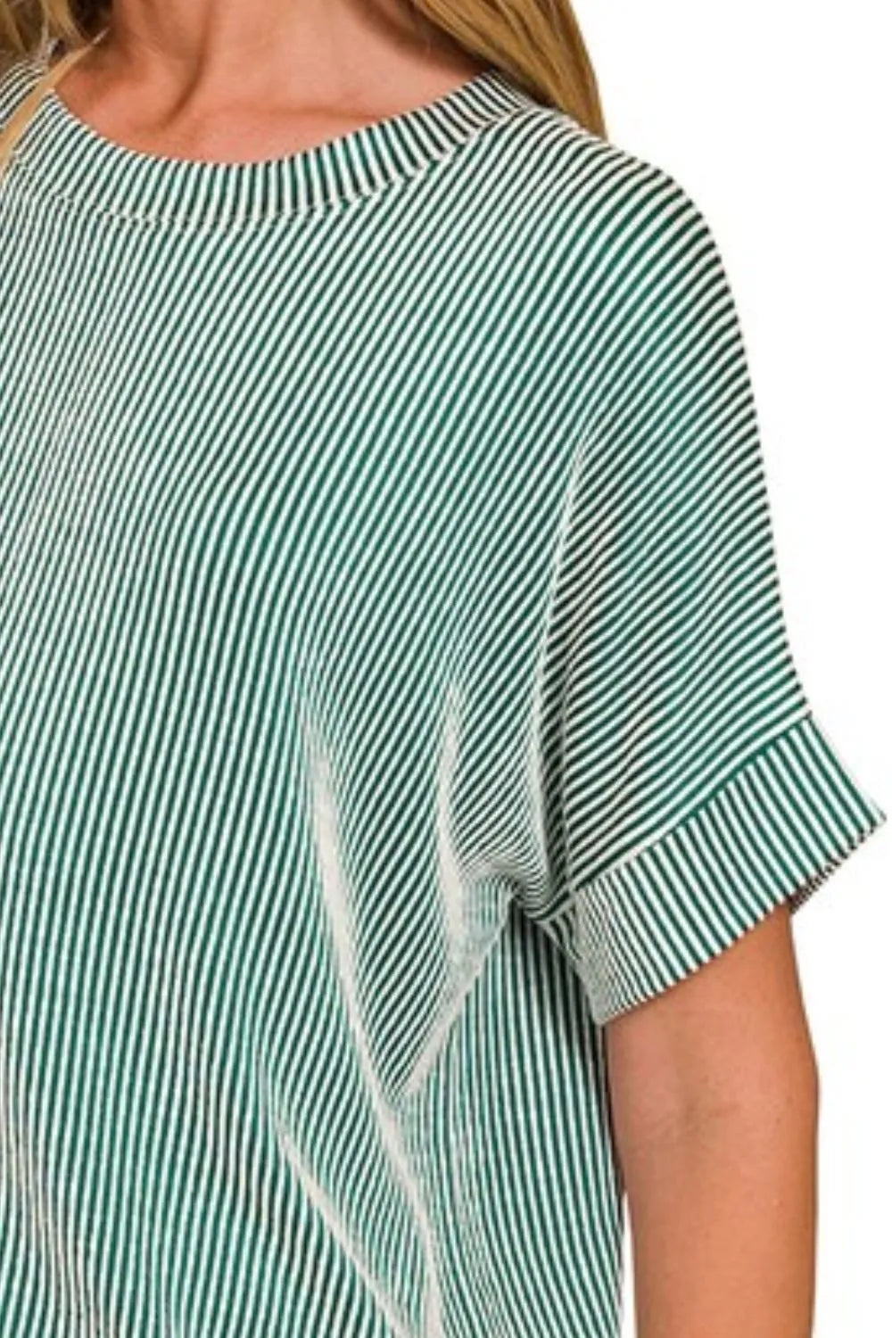 Zenana Women’s Corded Rib Short Sleeve T-Shirt Rayon Polyester Spandex Size S-L