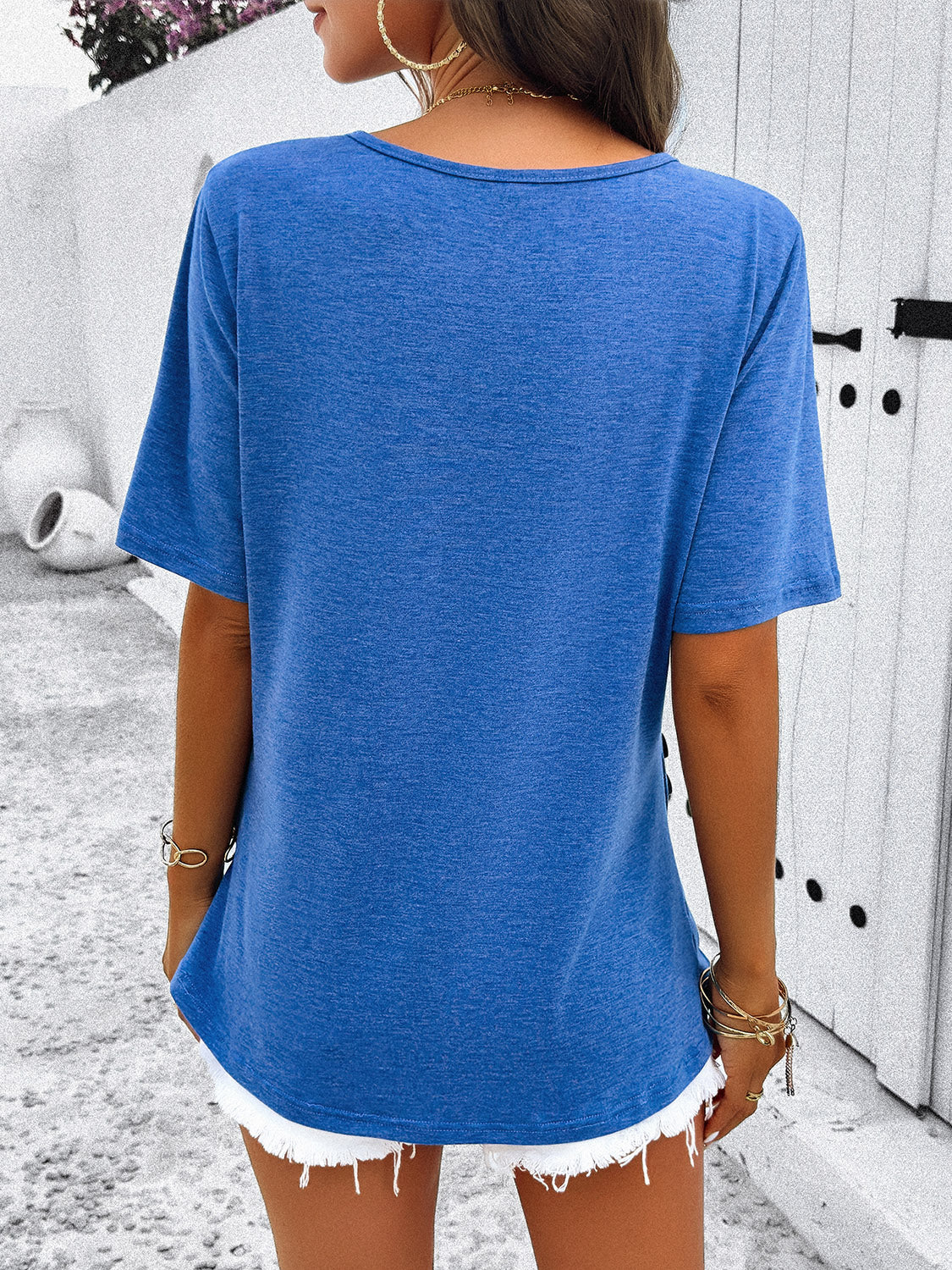 Blueberi B Women's Half Zip Half Sleeve T-Shirt Polyester Viscose Elastane Size S-XL