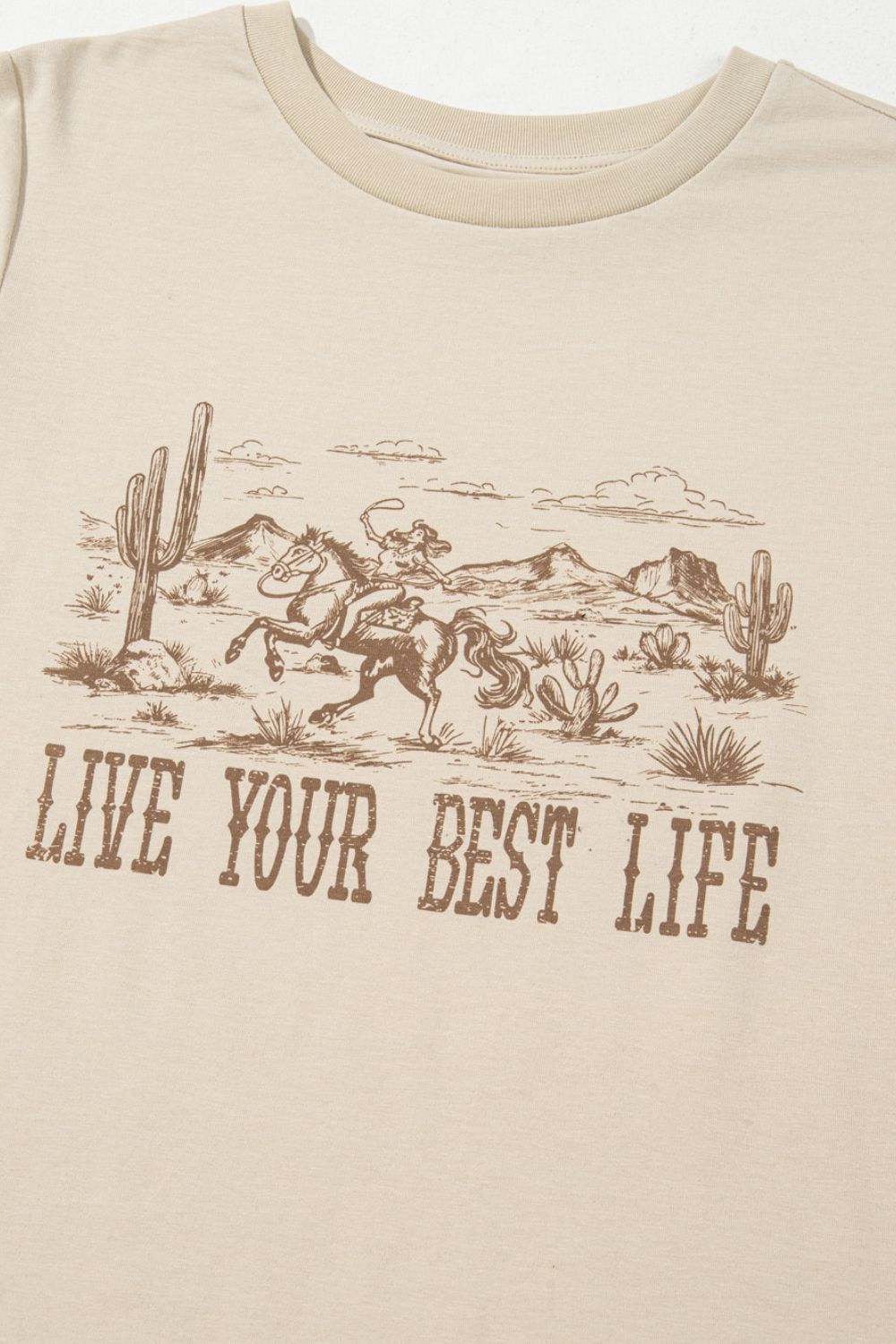 Blueberi B Women’s Live Your Best Life Western Graphic Short Sleeve T-Shirt Polyester Cotton Elastane S-XL