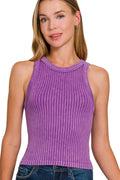 Zenana Women’s Ribbed Washed Seamless Tank Top Nylon Spandex S/M L/XL
