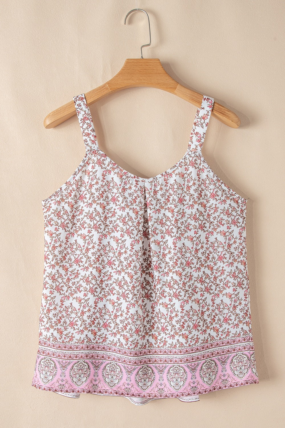 Blueberi B Women’s Floral Pleated Detail Scoop Neck Tank Polyester Size S-XL
