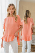 Sew In Love Women's Round Neck Ruffled Top Polyester Size S-L