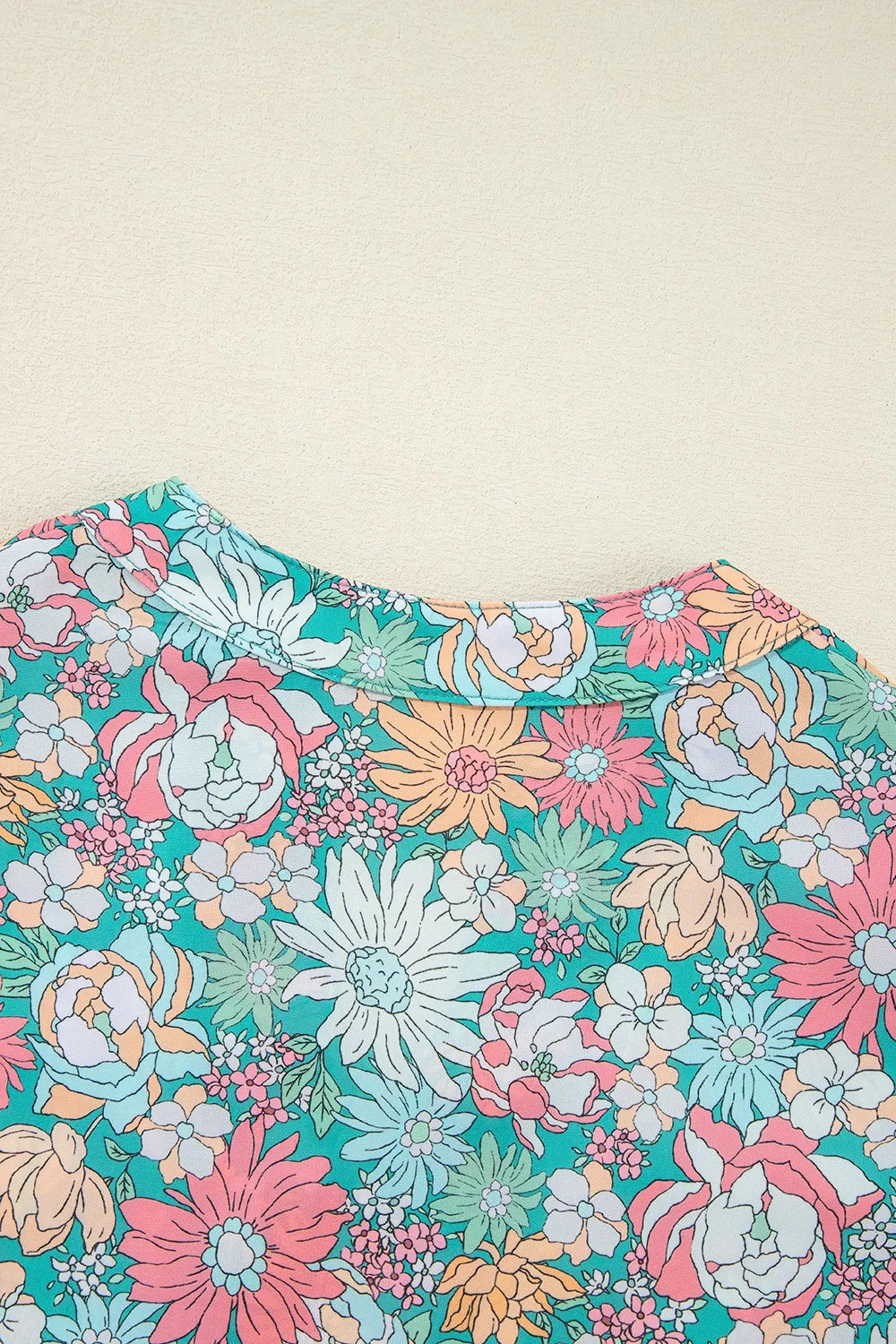 Blueberi B Women’s Multicolor Crochet V Neck Half Sleeve Boho Floral Blouse Polyester Size S-XL