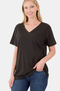 Zenana Women’s Full Size V-Neck Short Sleeve T-Shirt Cotton S-3XL