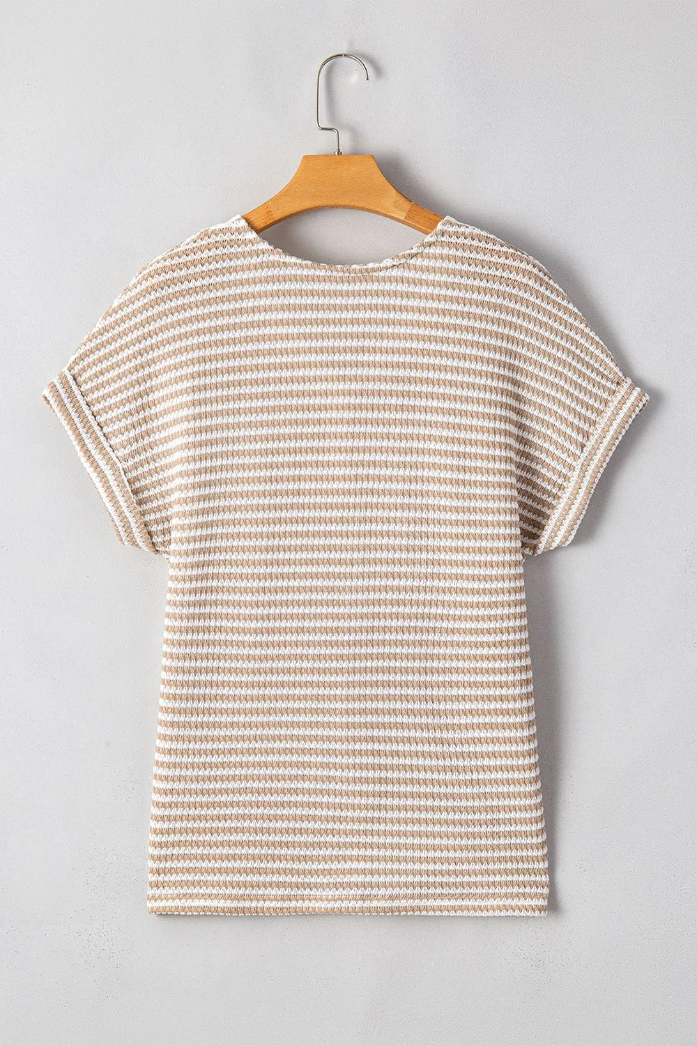 Blueberi B Women’s Stripe Buttoned Front V Neck T Shirt Polyester Elastane Size S-XL