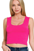 Zenana Women’s Double Layered Cropped Tank Top Rayon Spandex S-L
