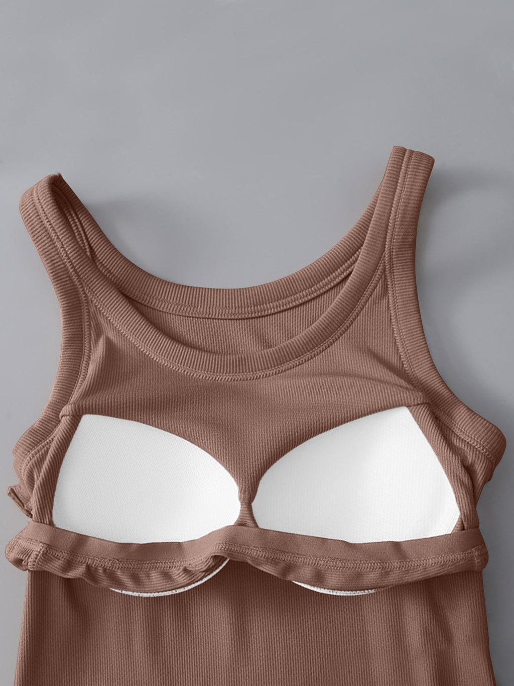 Blueberi B Women’s Round Neck Tank with Bra Viscose Spandex Size S-XL