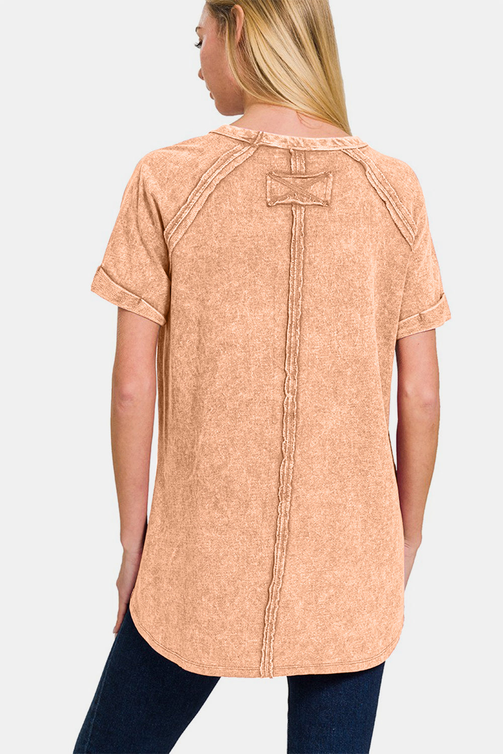 Zenana Women's Heathered Round Neck Short Sleeve Top Cotton Size S-XL