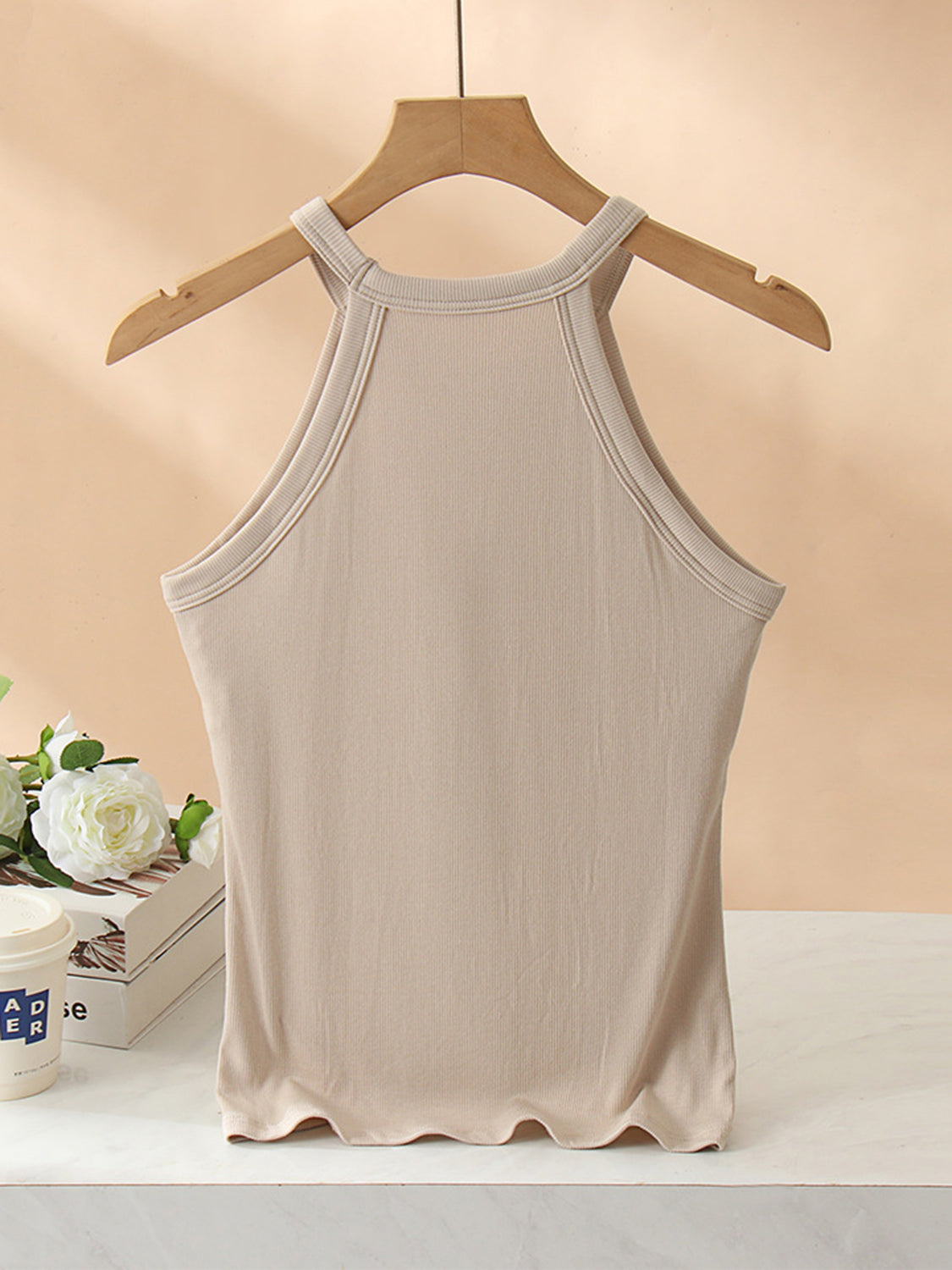 Blueberi B Women’s Grecian Neck Tank With Chest Pads Viscose Elastane Size S-XL