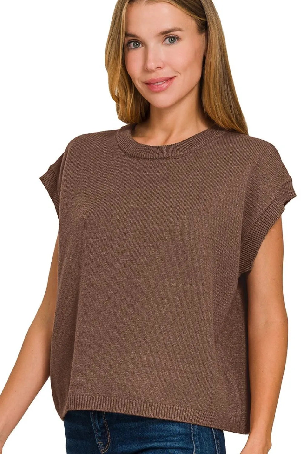 Zenana Women’s Short Sleeve Oversized Viscose Sweater Vest Viscose Nylon Polyester Size S/M L/XL
