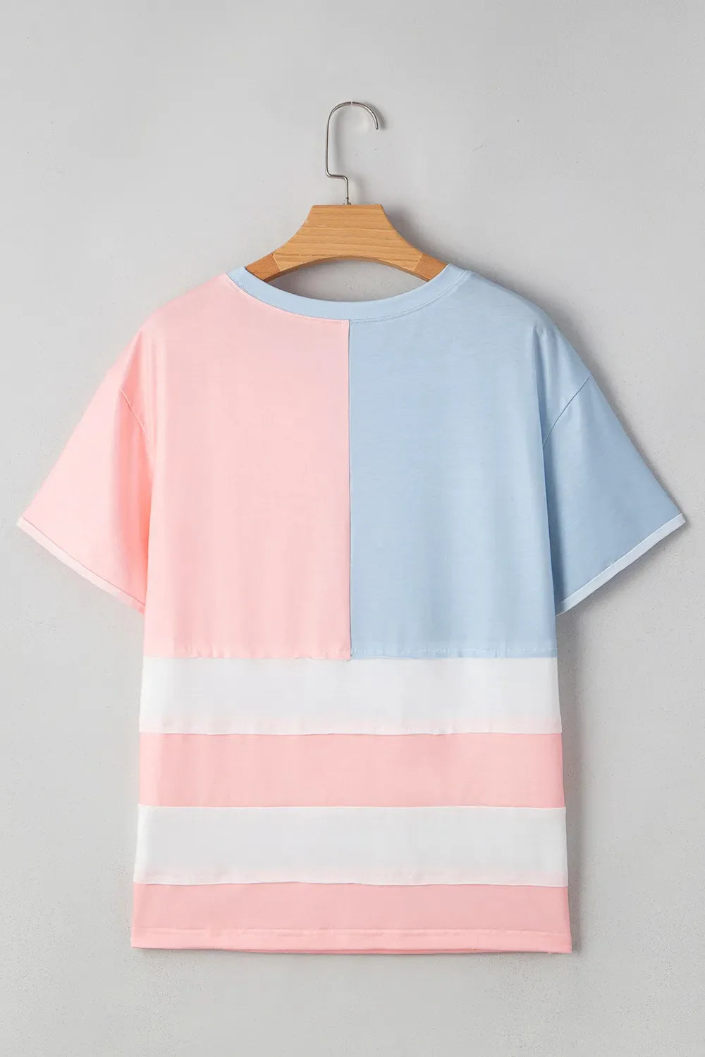 Blueberi B Women’s Patriotic Star Color Block Short Sleeve T-Shirt Polyester Elastane S-L