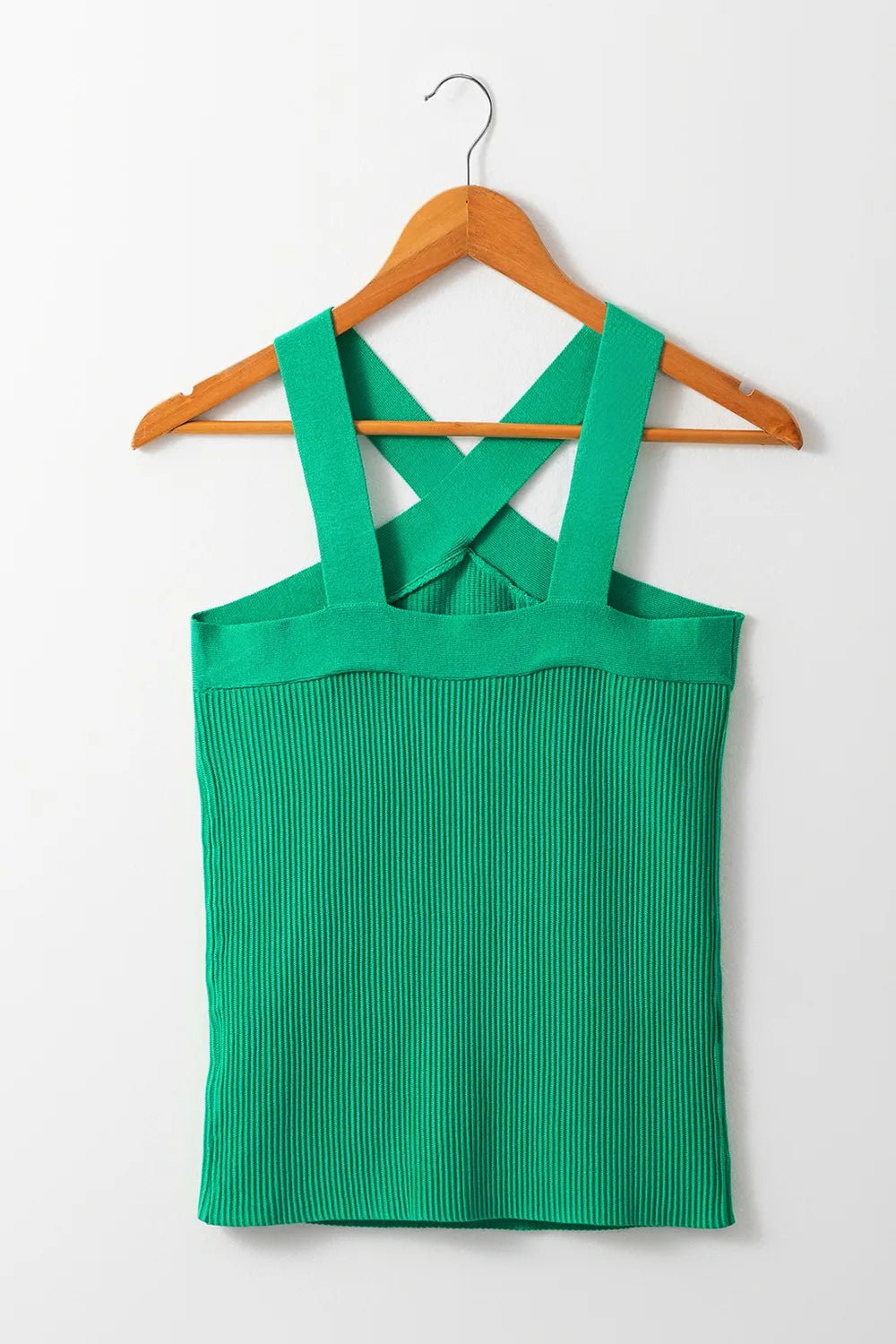 Blueberi B Women’s Ribbed Criss Cross Halter Neck Sheath Sweater Tank Top Viscose Size S-XL