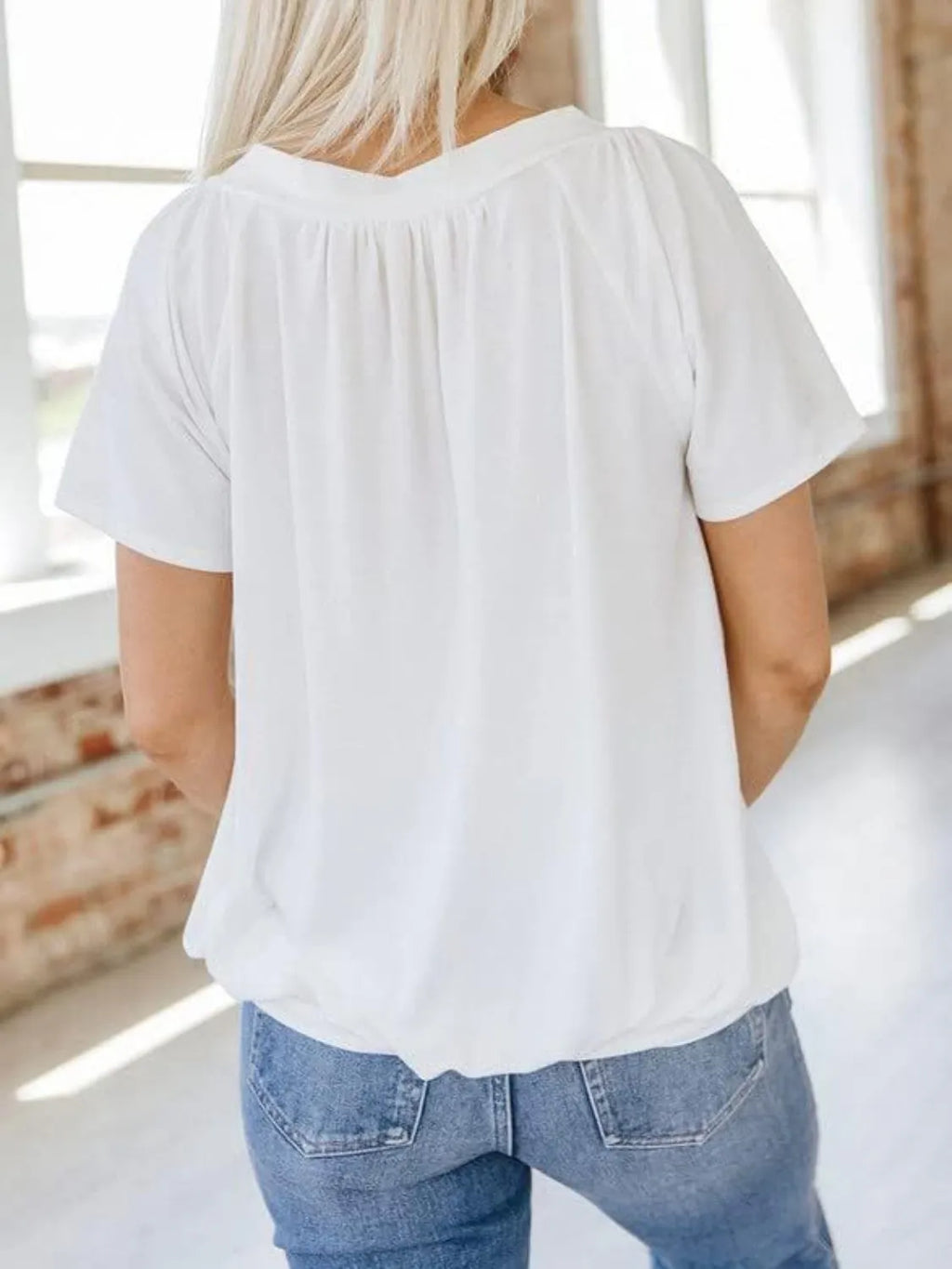 Blueberi B Women’s V-Neck Short Sleeve T-Shirt Polyester Viscose Elastane Size S-2XL
