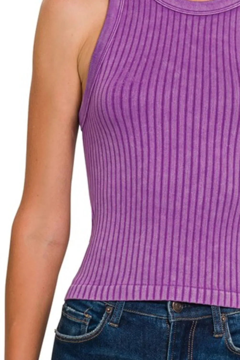 Zenana Women’s Ribbed Washed Seamless Tank Top Nylon Spandex S/M L/XL