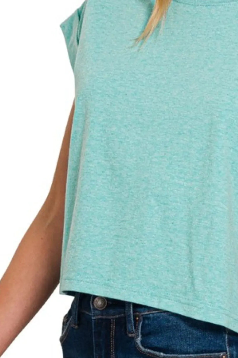 Zenana Women’s Short Rolled Sleeve Crop T-Shirt Cotton Size S-L