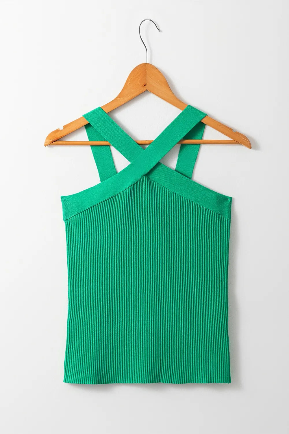 Blueberi B Women’s Ribbed Criss Cross Halter Neck Sheath Sweater Tank Top Viscose Size S-XL