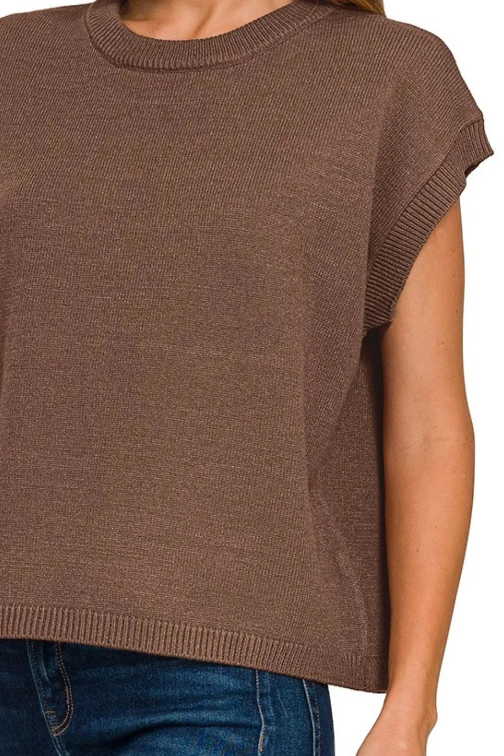 Zenana Women’s Short Sleeve Oversized Viscose Sweater Vest Viscose Nylon Polyester Size S/M L/XL