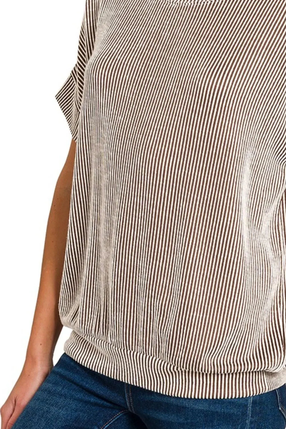 Zenana Women’s Corded Rib Short Sleeve T-Shirt Rayon Polyester Spandex Size S-L