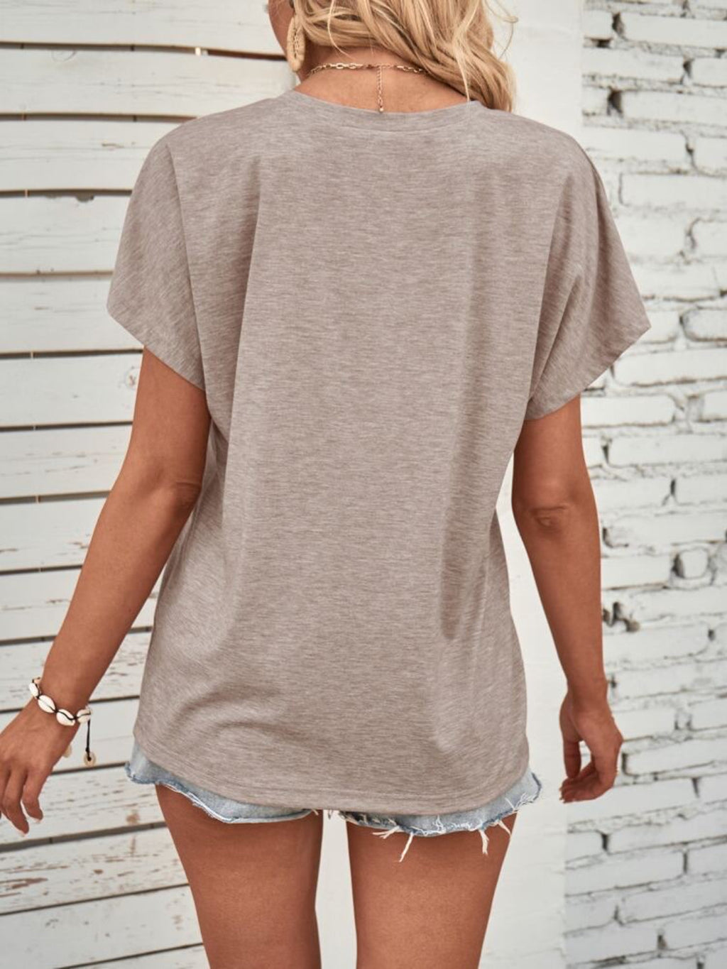 Blueberi B Women’s Half Button Short Sleeve Top Polyester Spandex Size S-2XL