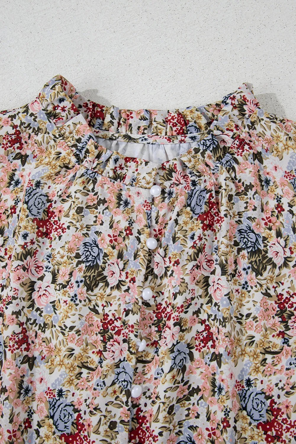 Blueberi B Women’s Floral Print Ruffle Cap Sleeve Blouse Polyester S-XL