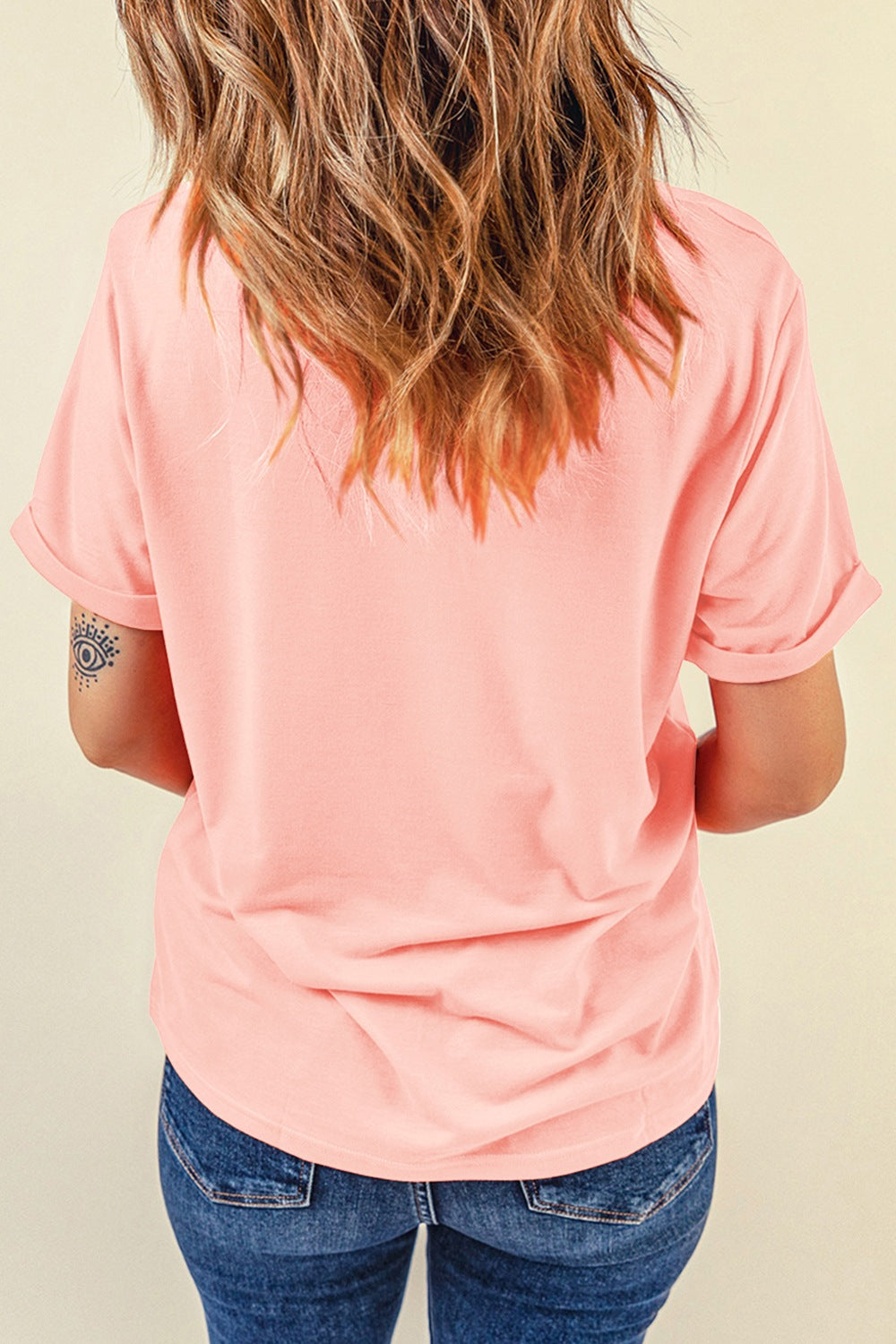 Blueberi B Women’s Sequin Bunny Round Neck Short Sleeve T-Shirt Polyester Cotton Elastane Size S-2XL