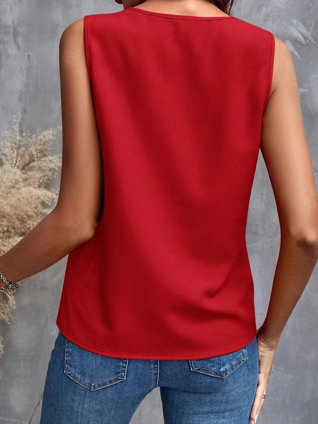 Blueberi B Women's Ruffled V-Neck Tank Polyester Size S-XL