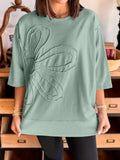 Blueberi B Women’s Round Neck Oversized Short Sleeve T-Shirt Polyester Cotton Elastane Size S-XL